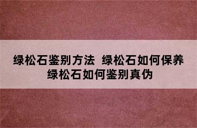 绿松石鉴别方法  绿松石如何保养 绿松石如何鉴别真伪